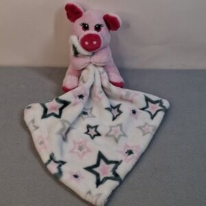 Little Beginnings Pink Pig Plush Star Security Blanket Lo